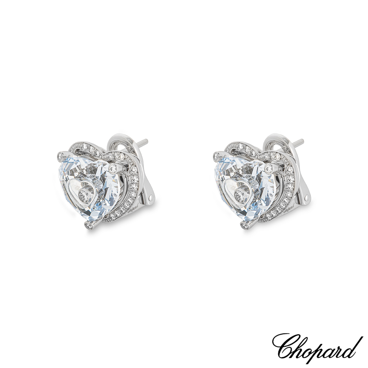 Chopard White Gold So Happy Blue Stone & Diamond Earrings 84/6122-1007